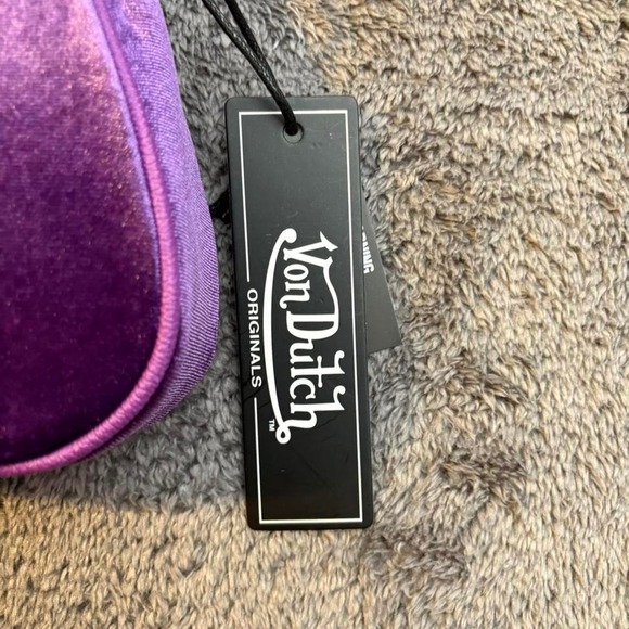 Purple Velvet Von Dutch Shoulder Bag Purse Y2K Retro Style - Picture 4 of 6